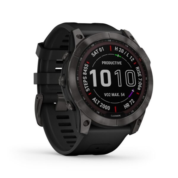 Garmin fenix 7X Sapphire Solar GPS Smartwatch - schiefergrau/schwarz - DLC-Titan